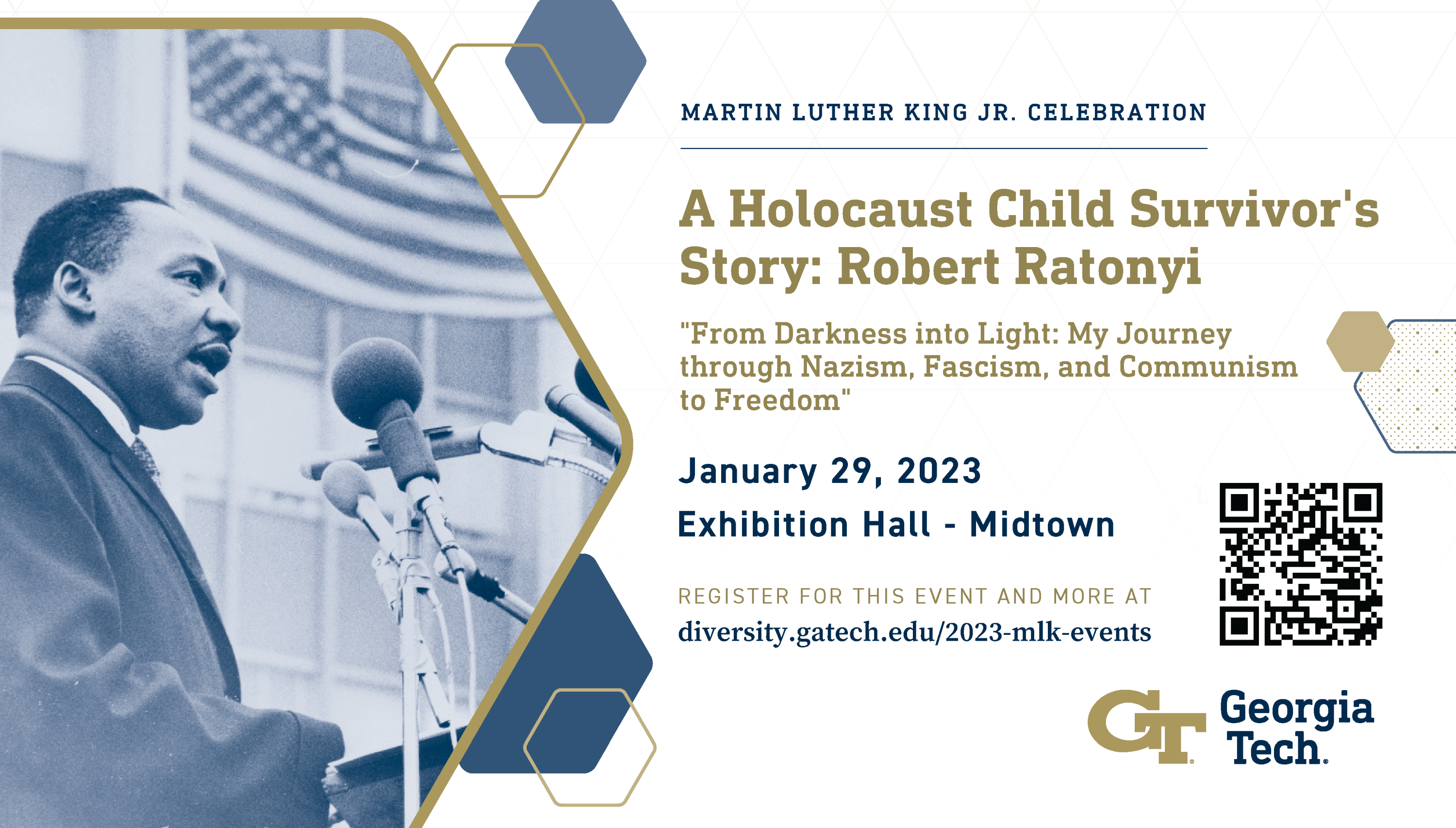 Robert Ratonyi was born in Budapest, Hungary, and he was just 6 years old when his parents were taken in a Jewish round-up. This is a unique opportunity and a once-in-a-lifetime experience to hear the first-person account of a Holocaust survivor's story.