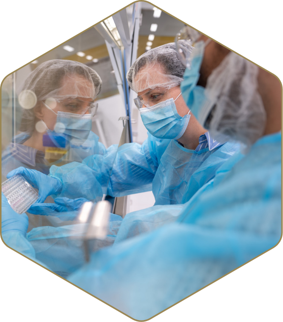 Georgia Tech researchers in scrubs and masks