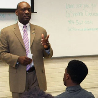 "Willie Rockward with Morehouse students"