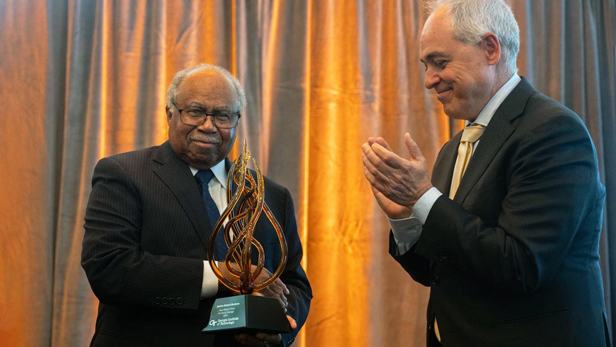 Georgia Tech President Ángel Cabrera presented the Ivan Prize Jr. Prize for Social Courage to the Honorable Robert Benham.