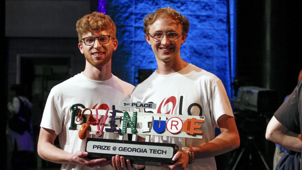 Team Sola, comprised of mechanical engineers Wessley Pergament of Old Westbury, NY, and Brayden Drury of Park City, Utah, won the 2022 Georgia Tech InVenture Prize.