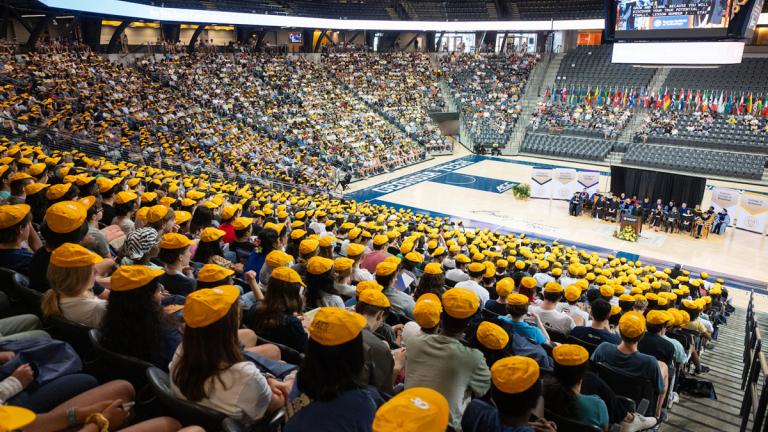 New Student Convocation, held at McCamish Pavilion, welcomed the largest, most diverse, and most accomplished class of first-year students in Georgia Tech history. The undergraduate population now exceeds 19,000 for the first time.