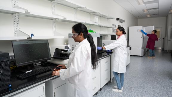 BioSpark Labs' members access shared equipment at no additional cost per usage. Featured equipment in this photo include EVOS M7000 fluorescent imaging system, Cytek Northern Lights 24-color spectral flow cytometry system, BioTek Synergy H1 microplate reader, and TSX -80C freezers. 
