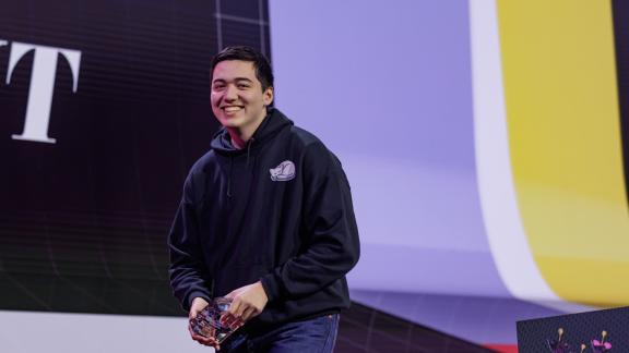 Daniel Carr accepts the Best Student Game award at the Independent Game Festival. (Submitted photo)