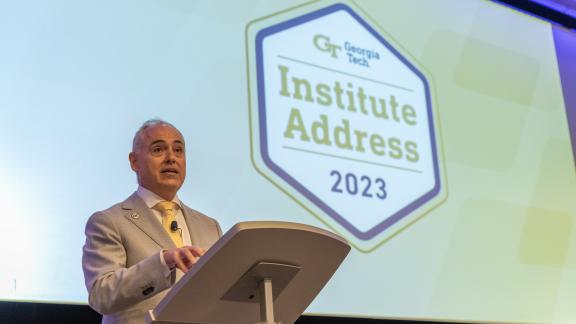 President Ángel Cabrera delivers the 2023 Institute Address.&nbsp;
