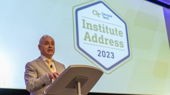 President Ángel Cabrera delivers the 2023 Institute Address.
President Ángel Cabrera delivers the 2023 Institute Address. 