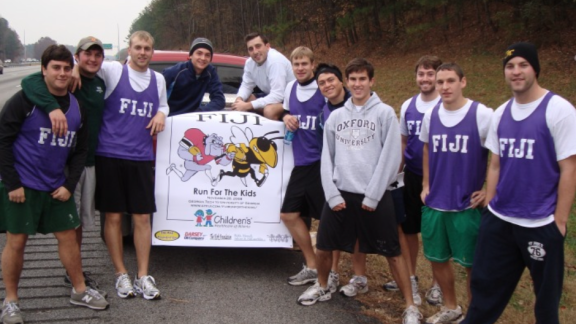 Members of the Georgia Tech and University of Georgia chapters of Phi Gamma Delta participate in the Run for the Kids benefiting Children's Healthcare of Atlanta. Submitted photo.&nbsp;
