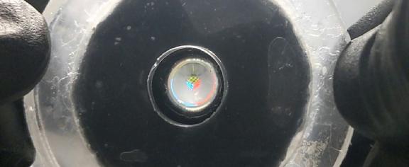 This rubbery disc is an artificial eye that could give soft robots vision. Corey Zheng/Georgia Institute of Technology