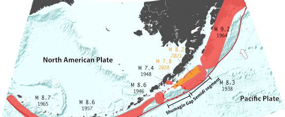 Large earthquakes have been common along the Alaska-Aleutian subduction zone, except at the Shumagin Gap. Yinchu Li