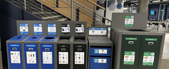 image of new waste bin station in the student center