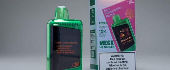 Sample e-cigarette device with a screen
