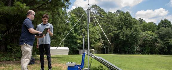 Researchers set up a lightning mapping array unit at a location near Atlanta