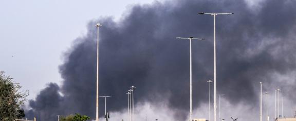 Smoke rises in Abu Dhabi on March 1, 2026, after Iranian drone strikes around the city, including on data centers. Ryan Lim/AFP via Getty Images