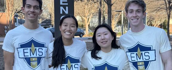 From L to R: Krishna Monroe, president of EMS at GT; Lianna Homrich, vice president of EMS at GT;  Daeun “Esther” Lee, outreach director of EMS at GT; and Brandon Brigner, CPR officer of EMS at GT.