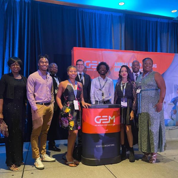 Carolina (third from right) with members of her GEM Fellowship cohort and members of GTRI leadership.
