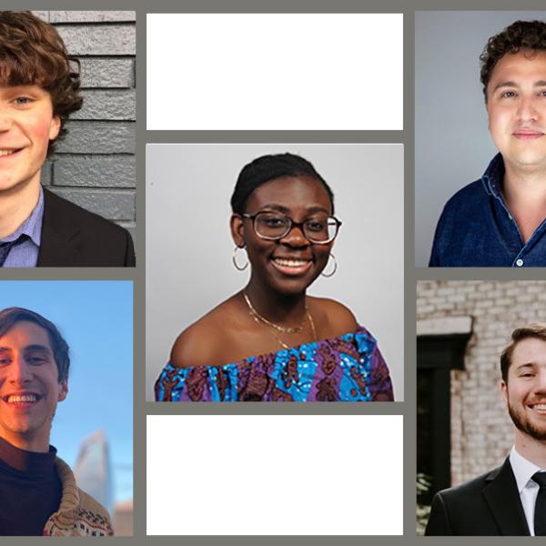 Photo collage of Jordan Hale, Jake Churchill, Henry Kantrow, Betina Arkhurst, Andrew Hill, Jacob Tjards, Emily Marshall