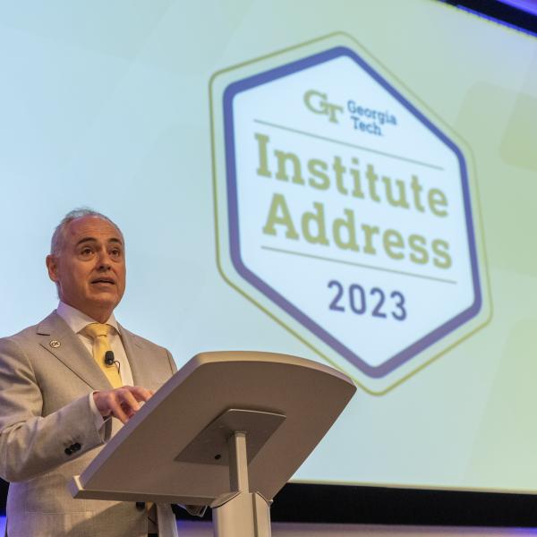 President Ángel Cabrera delivers the 2023 Institute Address.&nbsp;
