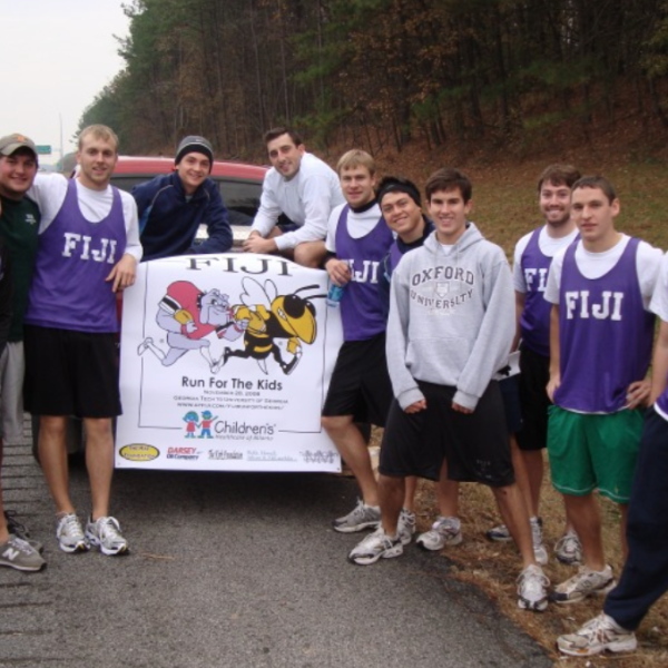 Members of the Georgia Tech and University of Georgia chapters of Phi Gamma Delta participate in the Run for the Kids benefiting Children's Healthcare of Atlanta. Submitted photo.&nbsp;