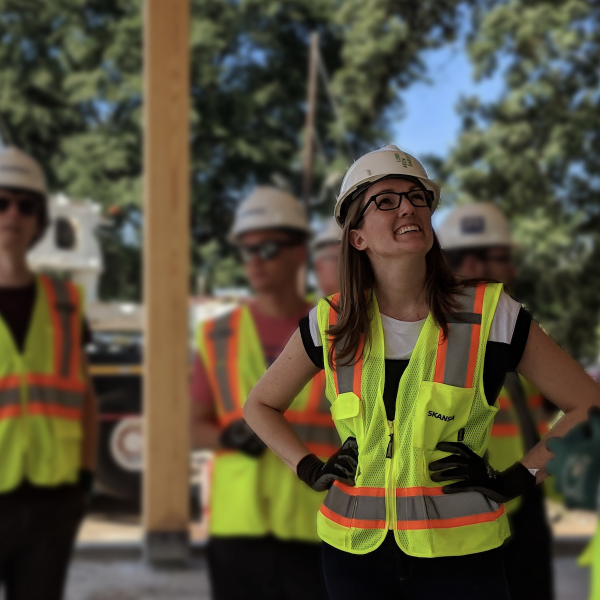 Amy Stone on site during construction of The Kendeda Building for Innovative Sustainable Design on the Georgia Tech campus in Atlanta, Georgia. Submitted photo. 