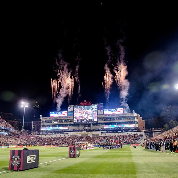 Atlanta United opens its inaugural season on March 5, 2017, against the New York Red Bulls at Bobby Dodd Stadium on the Georgia Tech campus. Image courtesy of Atlanta United.