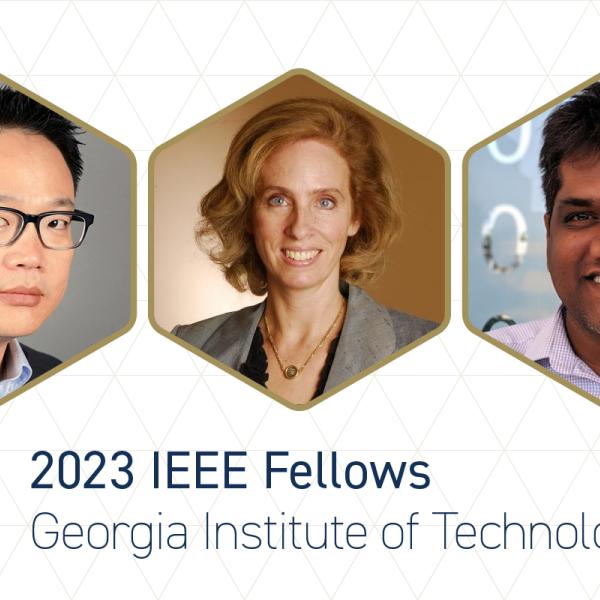(L-R) Sung Kyu Lim, Linda Milor, and  Moinuddin K. Qureshi. Georgia Tech's three faculty members elevated to fellow status in the Institute of Electrical and Electronics Engineers (IEEE) for 2023.

 

 

 