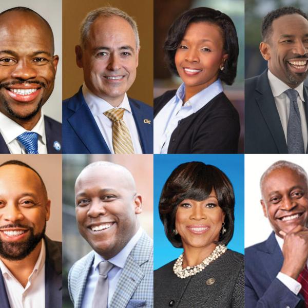 Georgia Trend 2023 Influential Georgians - Top row (from left to right): John Avery, Brian Blake, Ángel Cabrera, Lisa Cupid, Andre Dickens, Jimmy Etheredge. Bottom row: Tom Fanning, Paul Judge, Jerald Mitchell, Valerie Montgomery Rice, Raphael Bostic, James Quincey. 